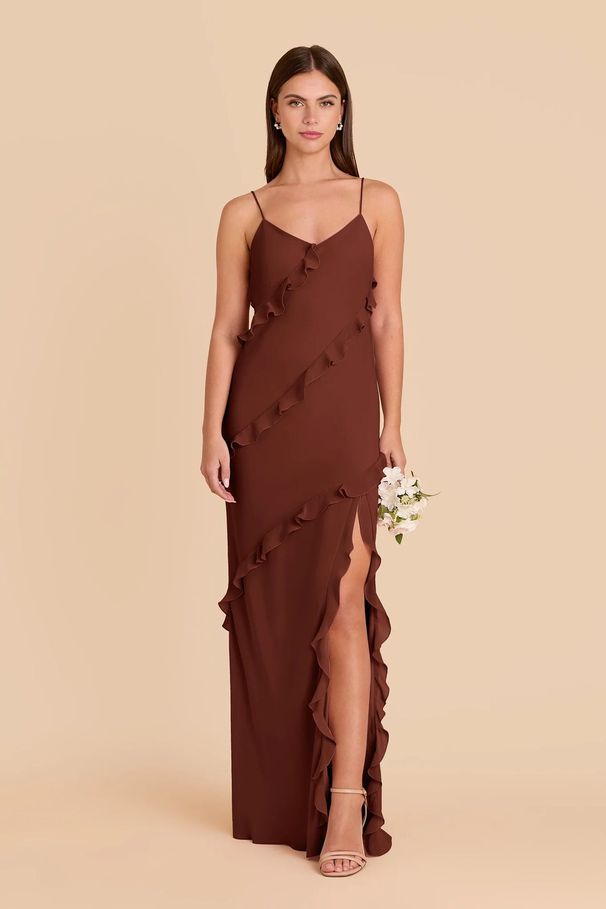 Vivienne Cognac front view bridesmaid dress