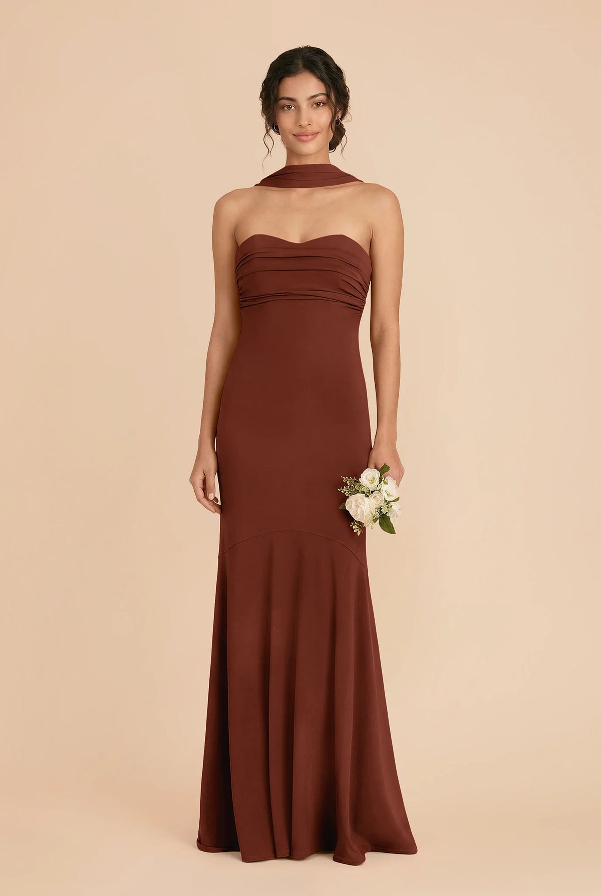 Sienna Cognac front view bridesmaid dress