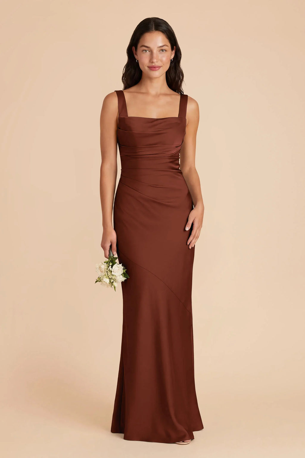 Colette Cognac front view bridesmaid dress