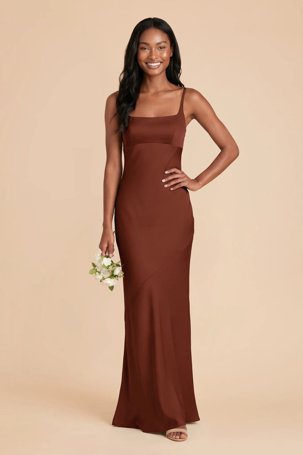 Noelle Cognac front view bridesmaid dress