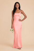 Noelle Coral Pink front view bridesmaid dress