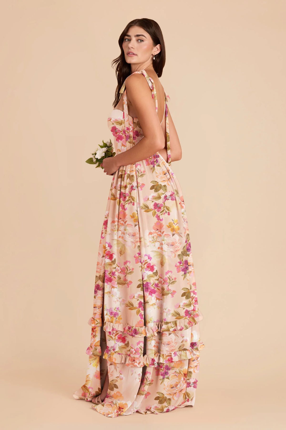 Daphne Coral Sunset Peonies alternate view 2 bridesmaid dress