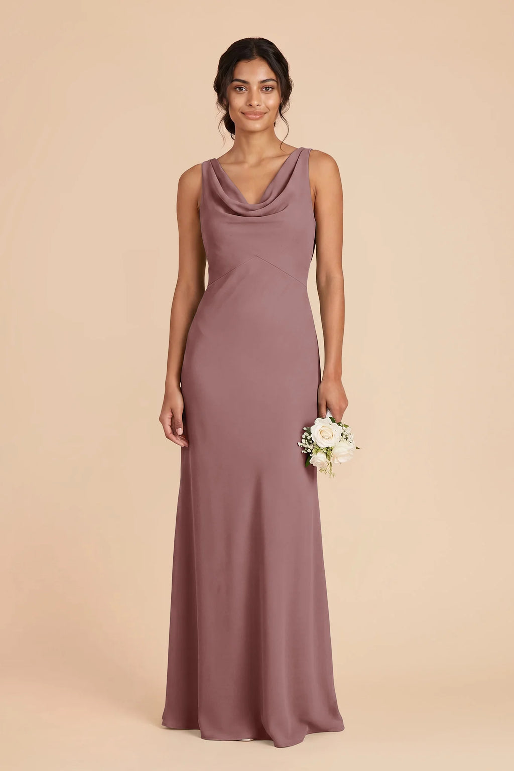 Odette Dark Mauve front view bridesmaid dress