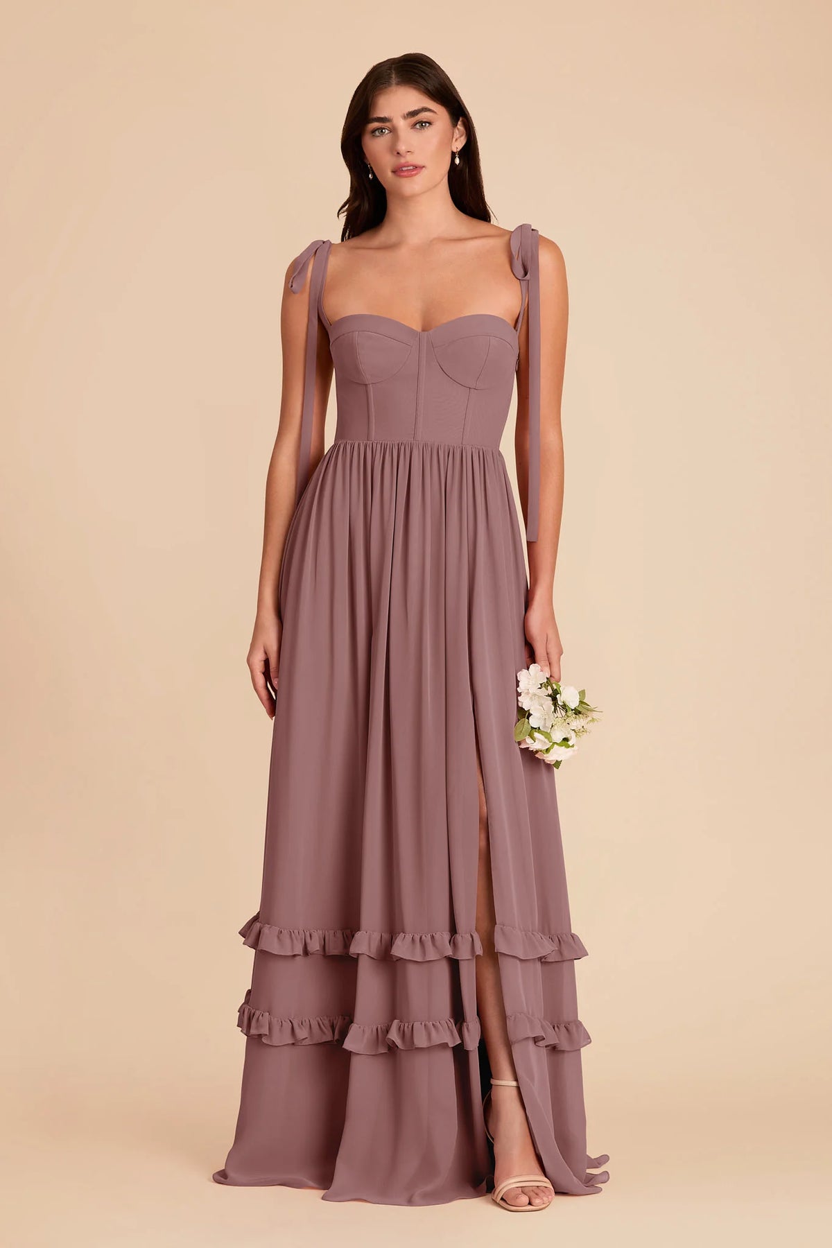 Daphne Dark Mauve front view bridesmaid dress