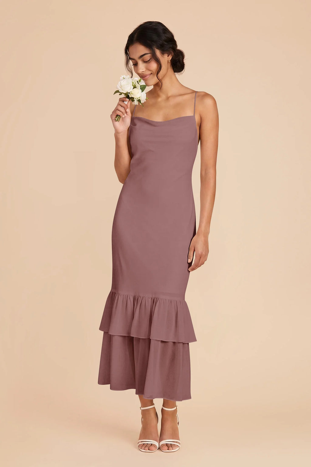 Liora Dark Mauve front view bridesmaid dress