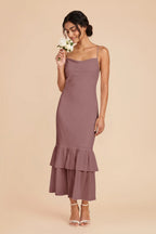 Liora Dark Mauve front view bridesmaid dress