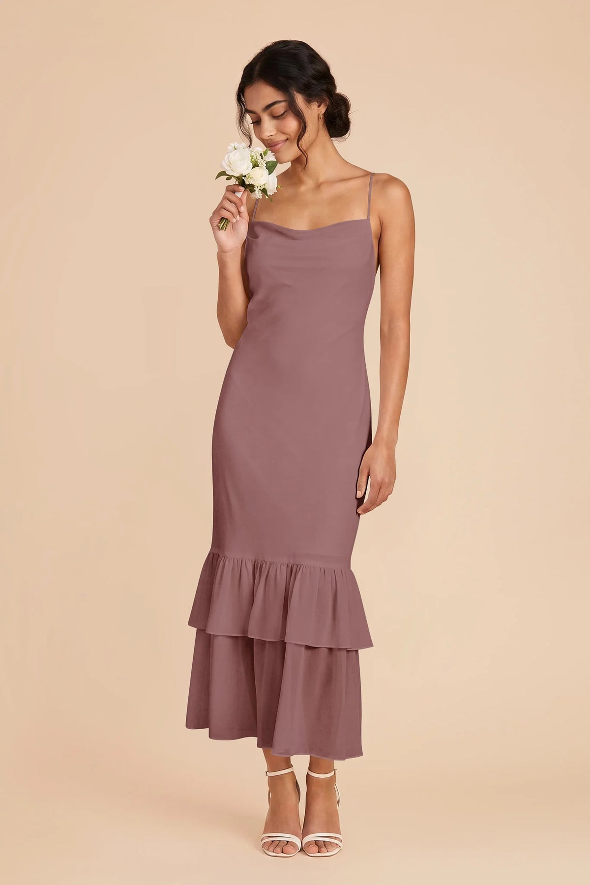 Liora Dark Mauve front view bridesmaid dress