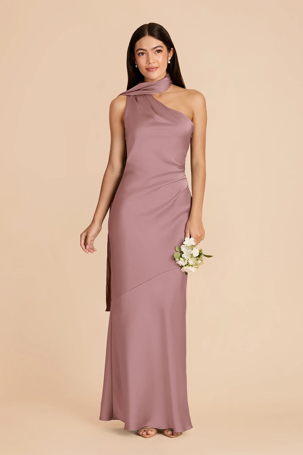 Ariadne Dark Mauve front view bridesmaid dress