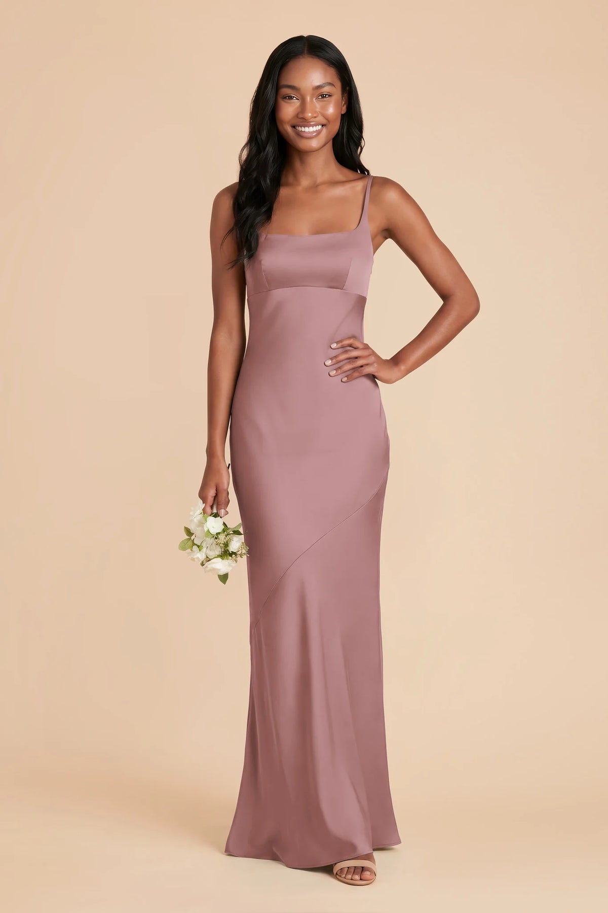 Noelle Dark Mauve front view bridesmaid dress