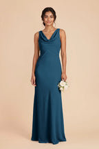 Odette Dark Teal front view bridesmaid dress
