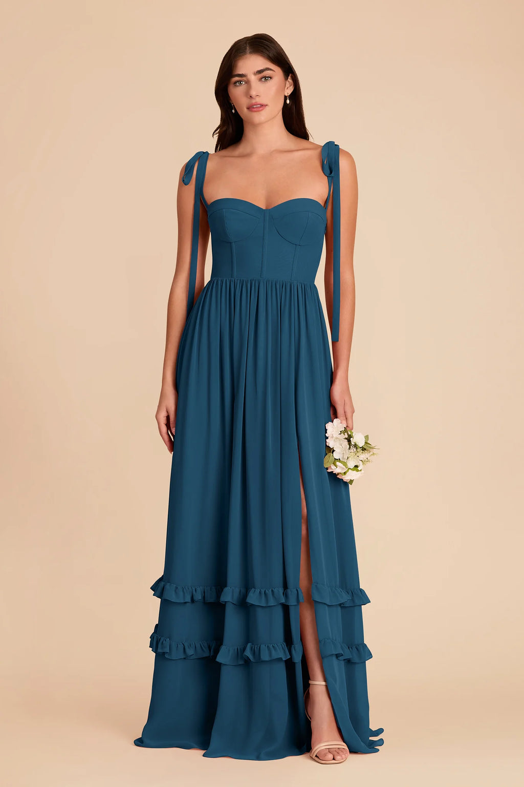 Daphne Dark Teal front view bridesmaid dress
