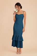 Liora Dark Teal front view bridesmaid dress