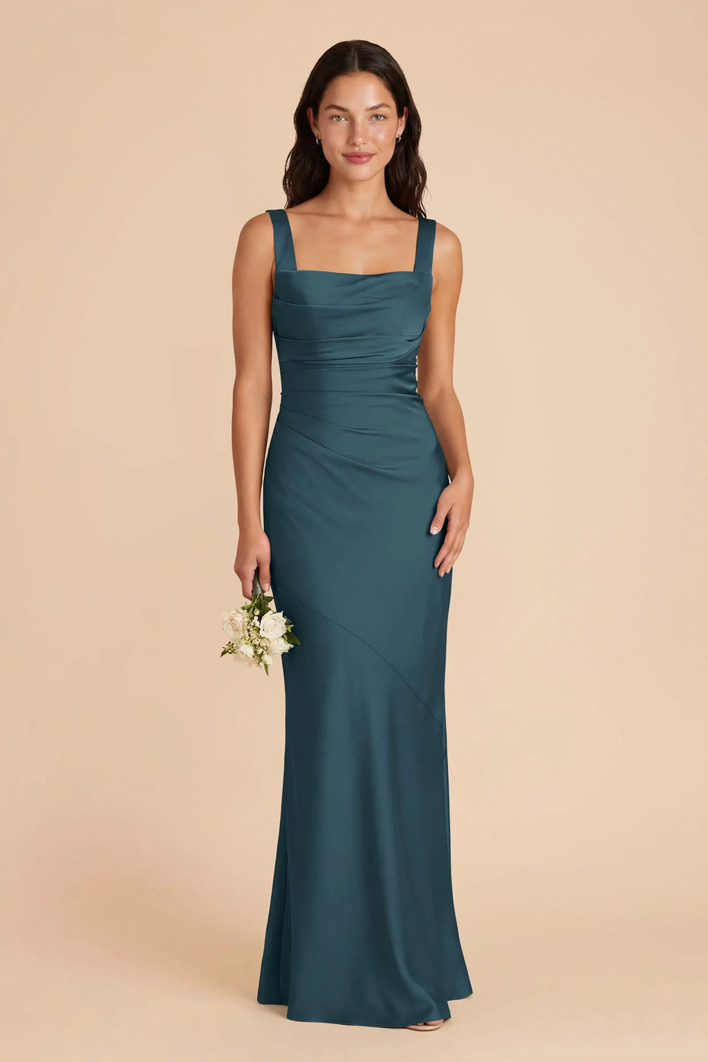 Colette Dark Teal front view bridesmaid dress