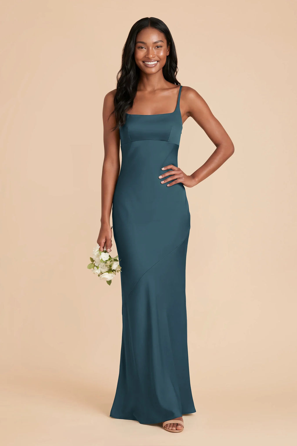 Noelle Dark Teal front view bridesmaid dress
