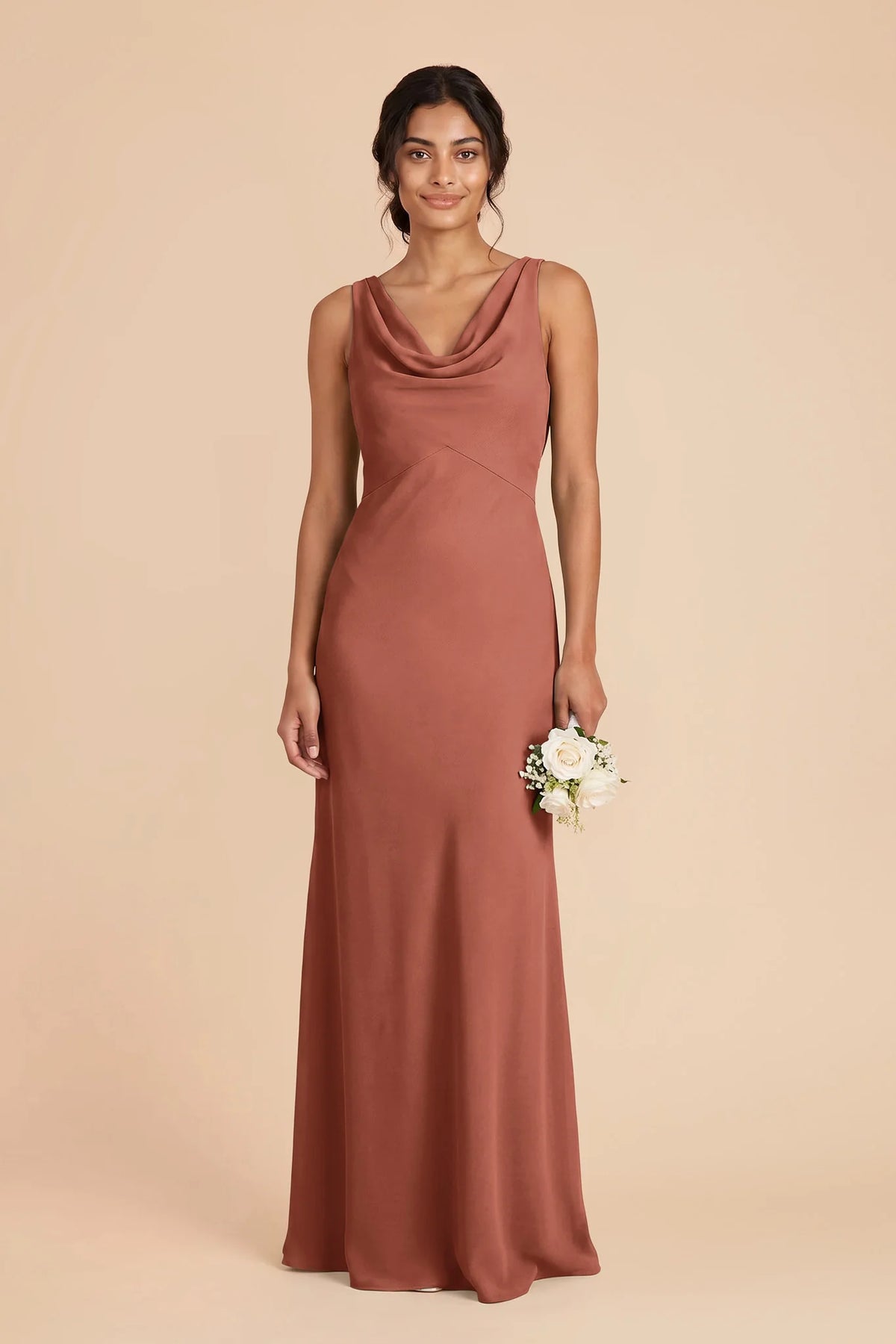 Odette Desert Rose front view bridesmaid dress