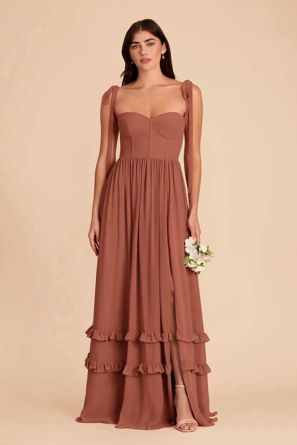 Daphne Desert Rose front view bridesmaid dress