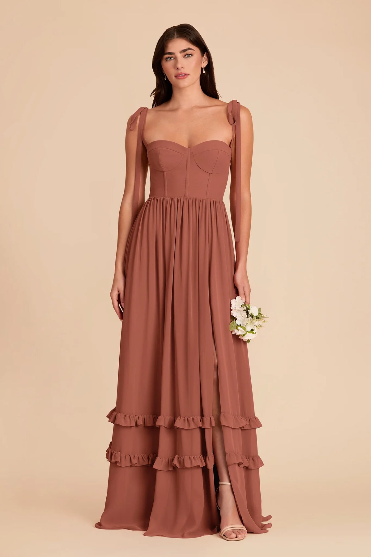 Daphne Desert Rose front view bridesmaid dress