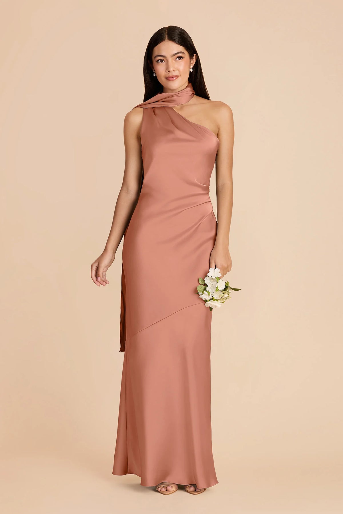 Ariadne Desert Rose front view bridesmaid dress