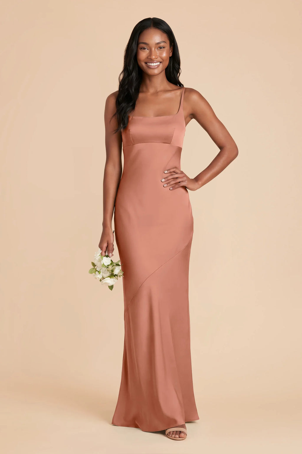 Noelle Desert Rose front view bridesmaid dress