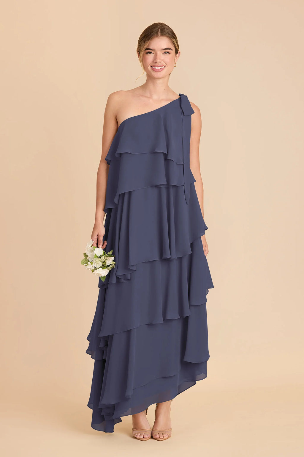 Marisol Dusk Blue front view bridesmaid dress