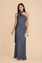 Ariadne Dusk Blue front view bridesmaid dress
