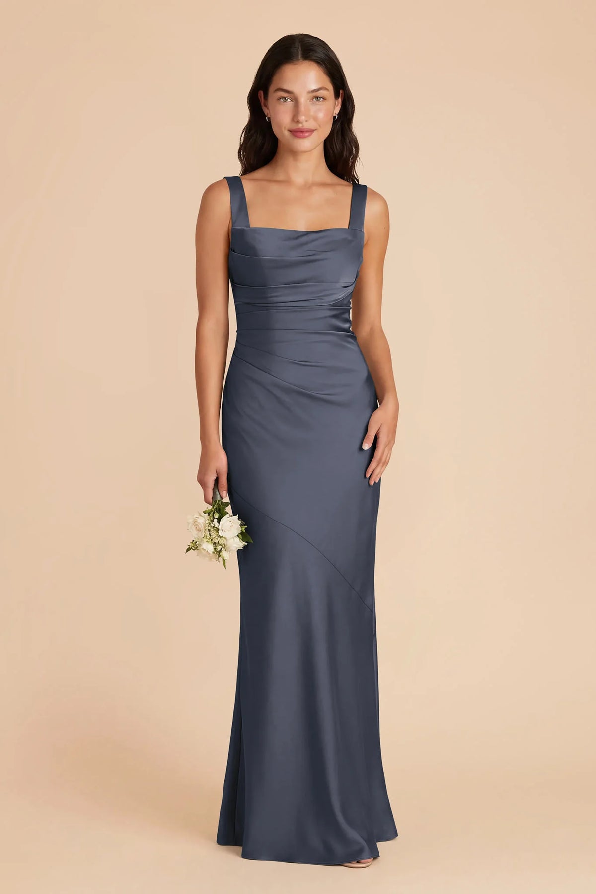 Colette Dusk Blue front view bridesmaid dress