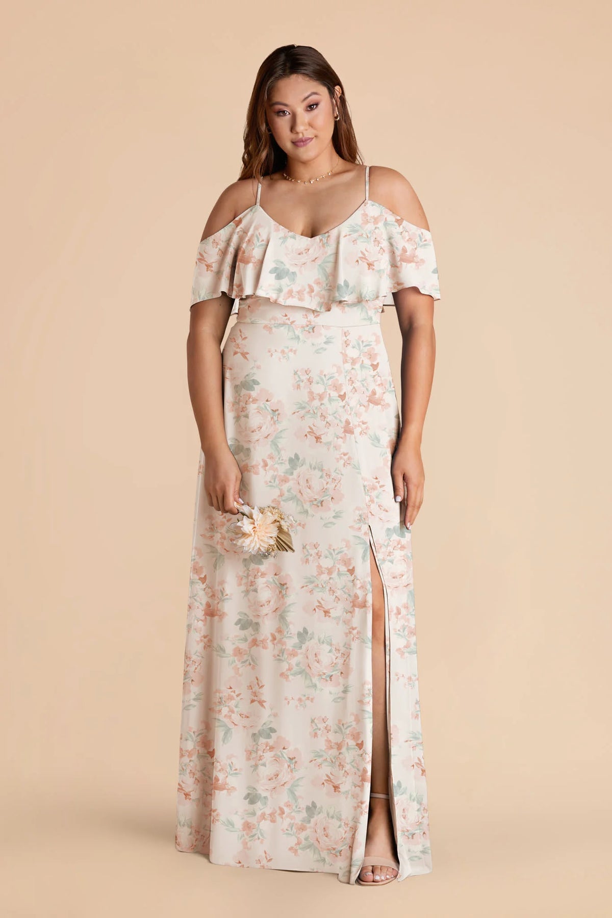 Genevieve Dusty Apricot Peonies alternate view 1 bridesmaid dress