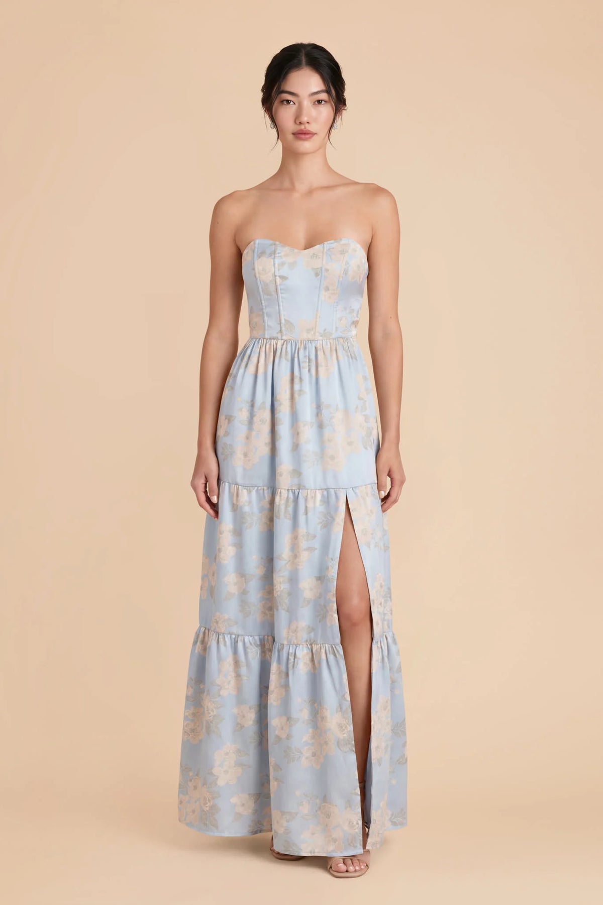 Aveline Dusty Blue Blush front view bridesmaid dress