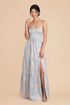 Aveline Dusty Blue Blush three-quarter view bridesmaid dress