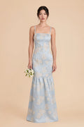 Maelle Dusty Blue Blush front view bridesmaid dress