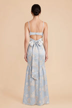 Maelle Dusty Blue Blush back view bridesmaid dress