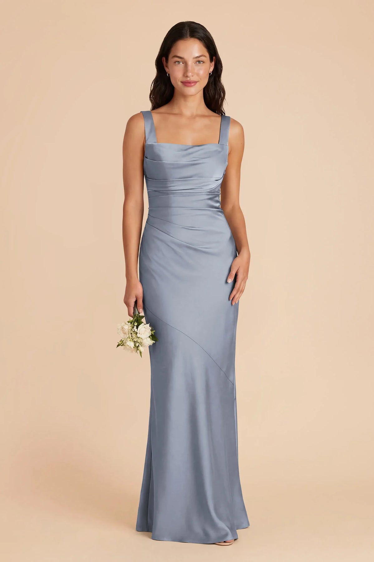 Colette Dusty Blue front view bridesmaid dress