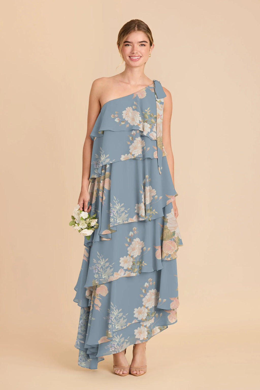 Marisol Dusty Blue Romantic Bouquet front view bridesmaid dress