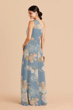 Celine Dusty Blue Romantic Bouquet back view bridesmaid dress