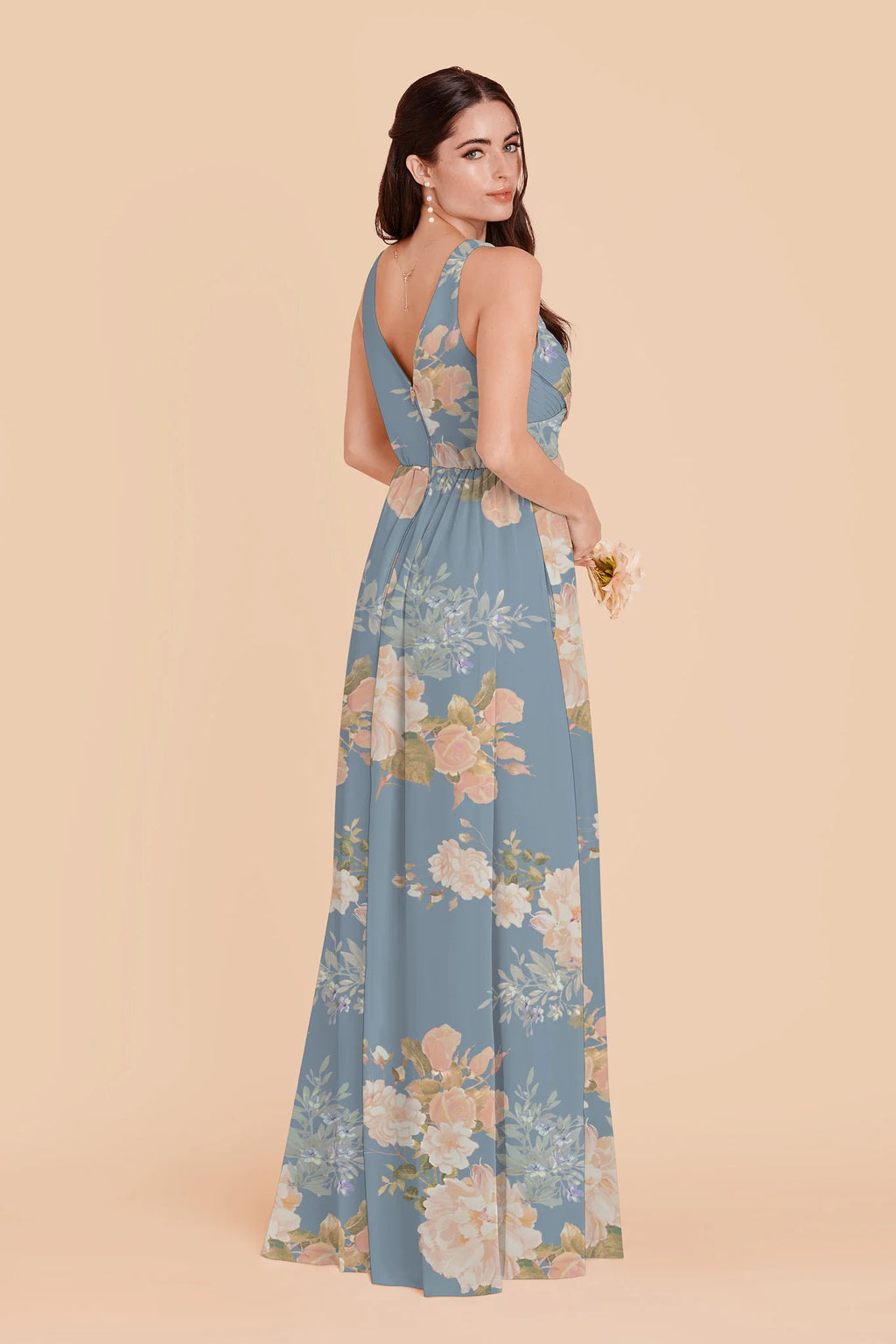 Annelise Dusty Blue Romantic Bouquet back view bridesmaid dress