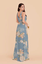 Annelise Dusty Blue Romantic Bouquet back view bridesmaid dress