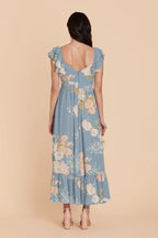 Talia Dusty Blue Romantic Bouquet back view bridesmaid dress