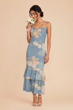 Liora Dusty Blue Romantic Bouquet front view bridesmaid dress