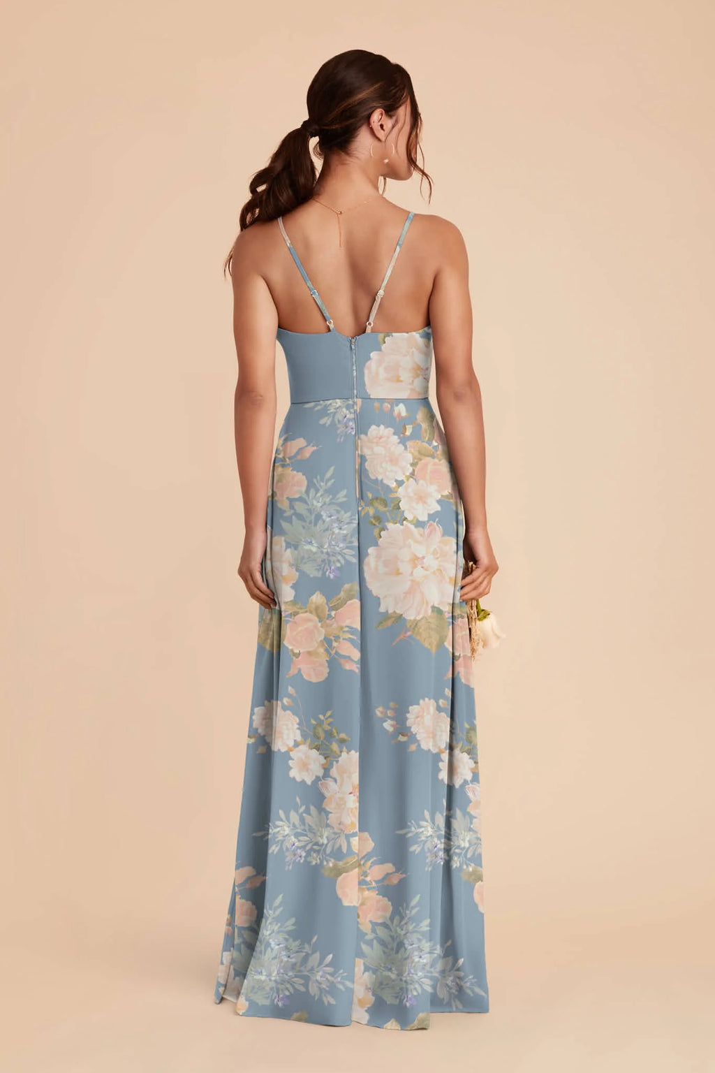 Margot Dusty Blue Romantic Bouquet back view bridesmaid dress