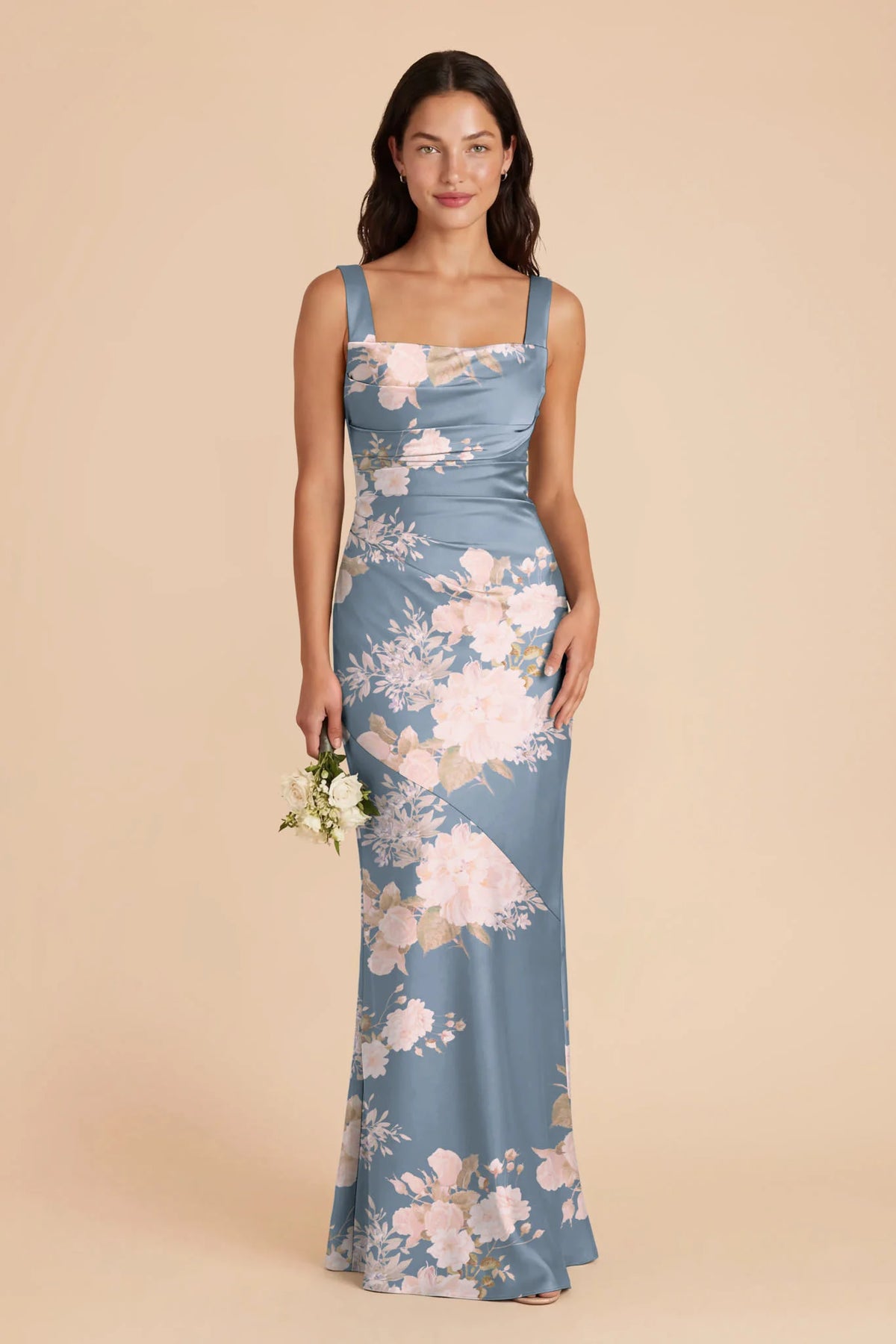 Colette Dusty Blue Romantic Bouquet front view bridesmaid dress