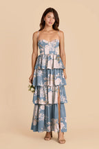 Calista Dusty Blue Romantic Bouquet front view bridesmaid dress