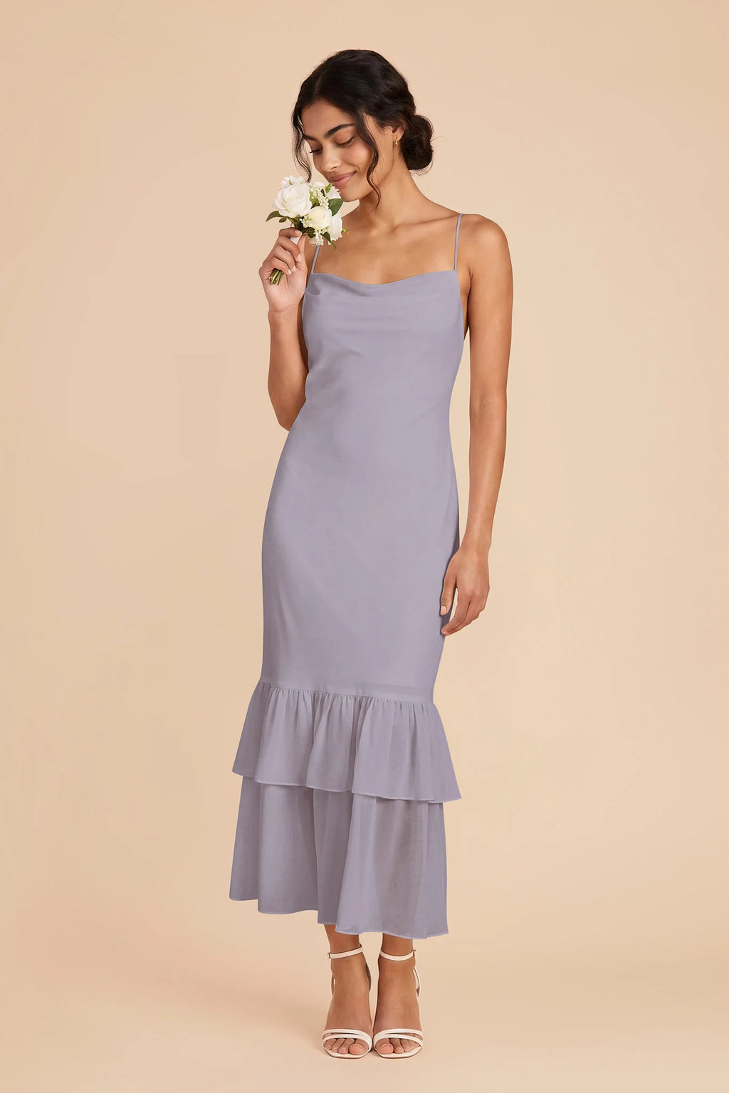 Liora Dusty Lilac front view bridesmaid dress
