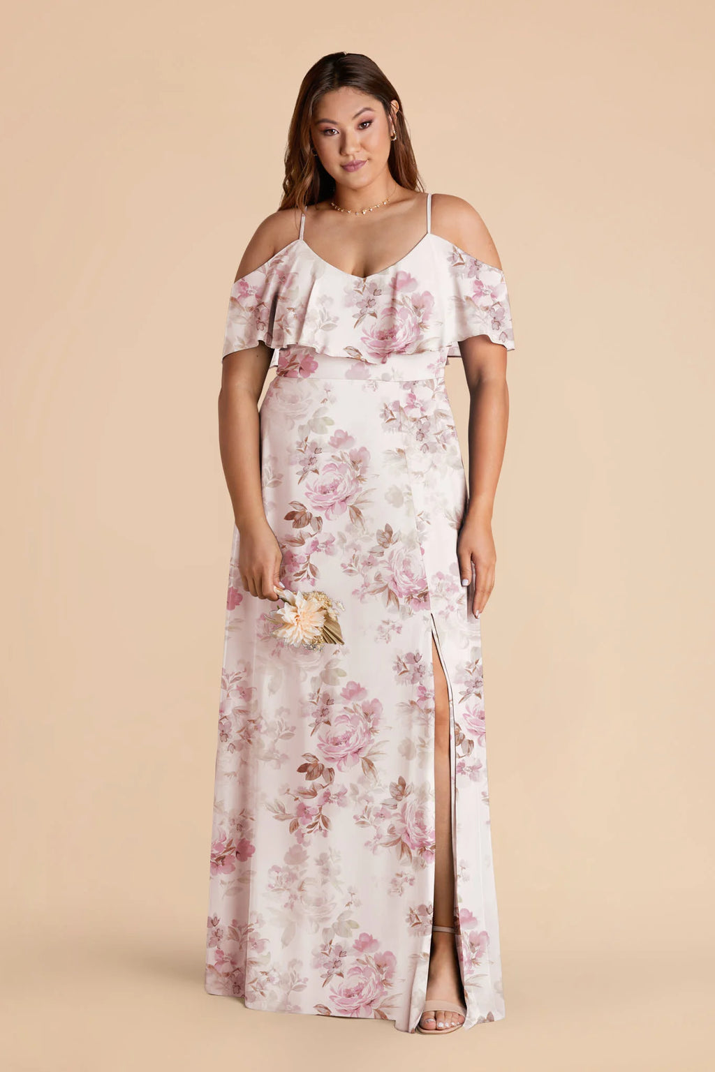 Genevieve Dusty Pink Peonies alternate view 1 bridesmaid dress