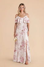 Genevieve Dusty Pink Peonies front view bridesmaid dress