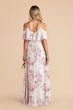 Genevieve Dusty Pink Peonies back view bridesmaid dress