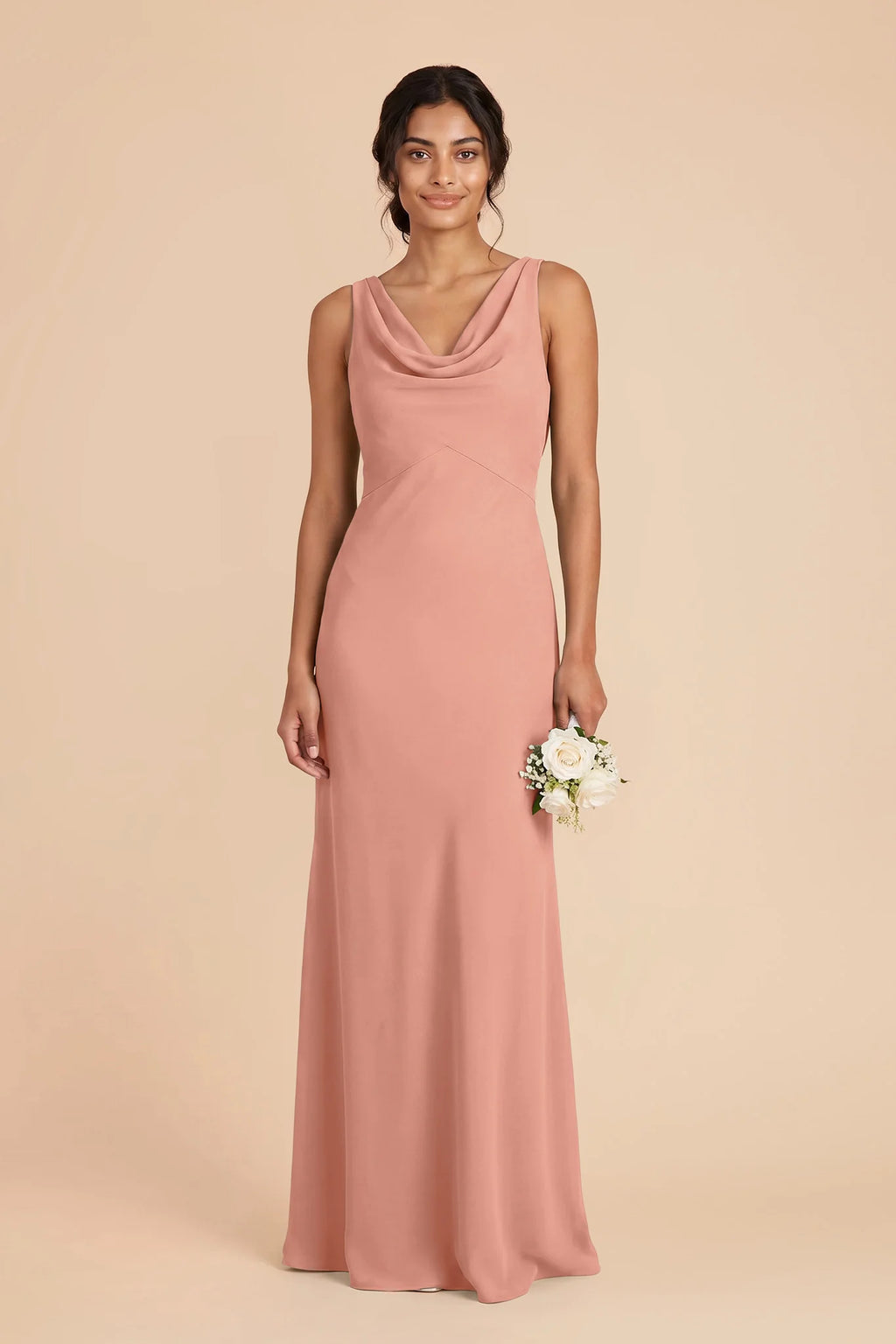 Odette Dusty Rose front view bridesmaid dress