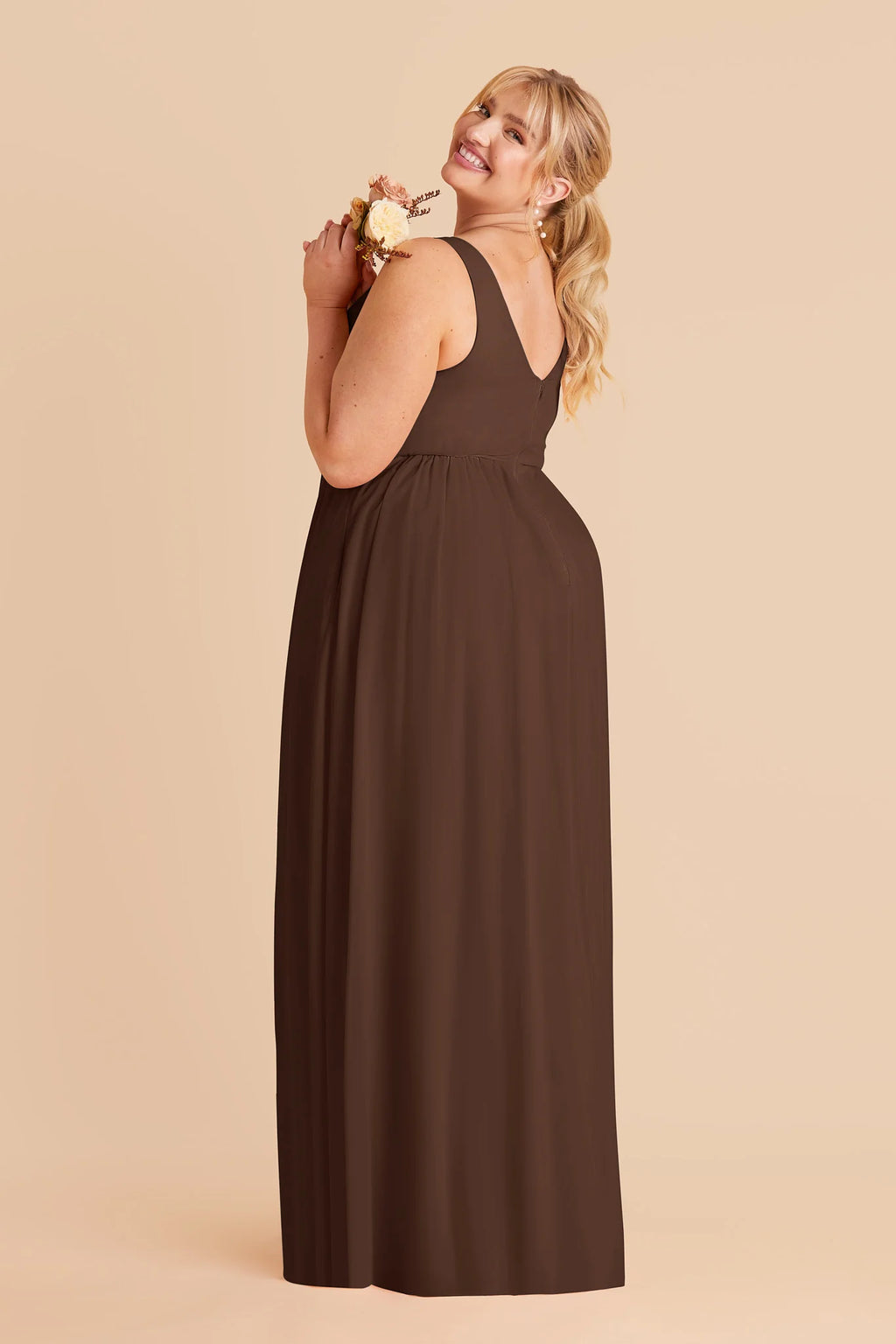 Annelise Espresso back view bridesmaid dress