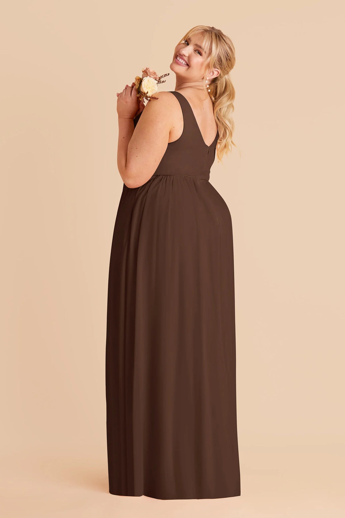 Annelise Espresso back view bridesmaid dress