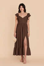 Talia Espresso front view bridesmaid dress