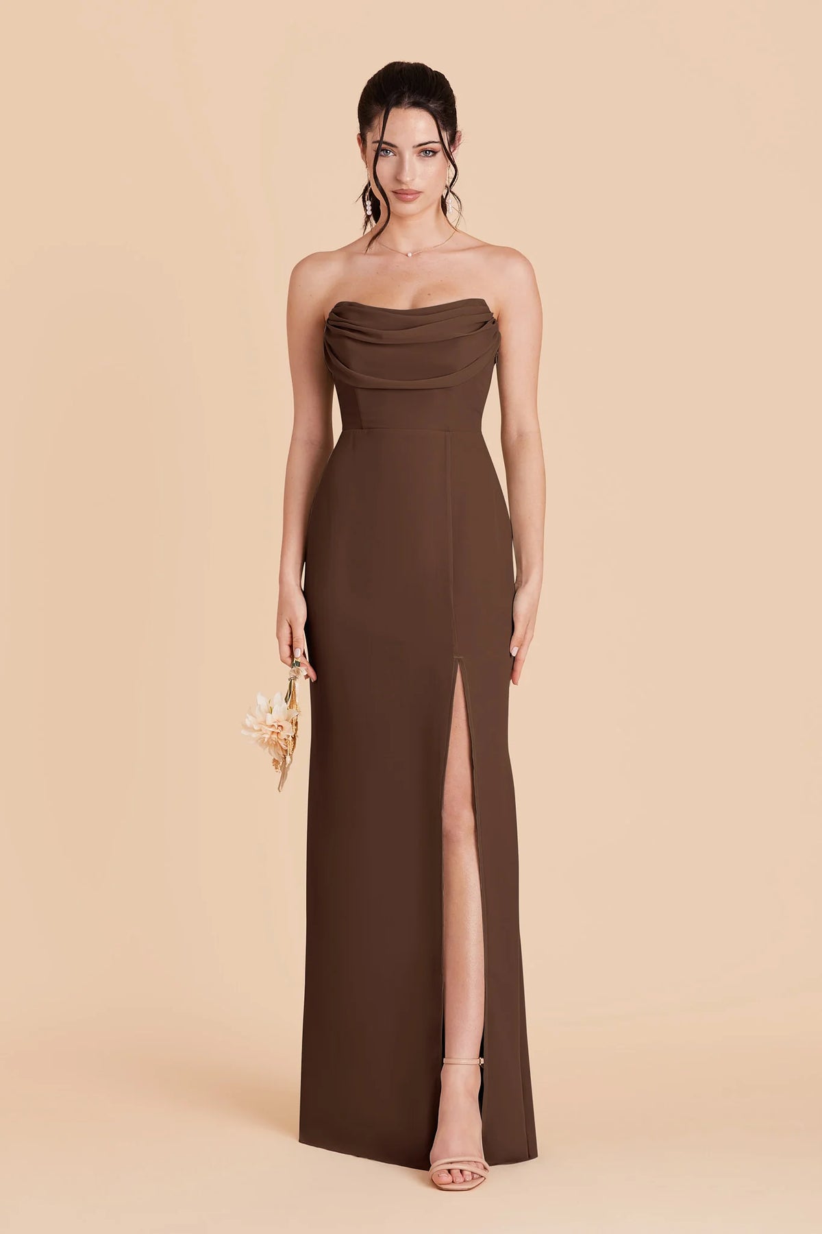 Odessa Espresso front view bridesmaid dress